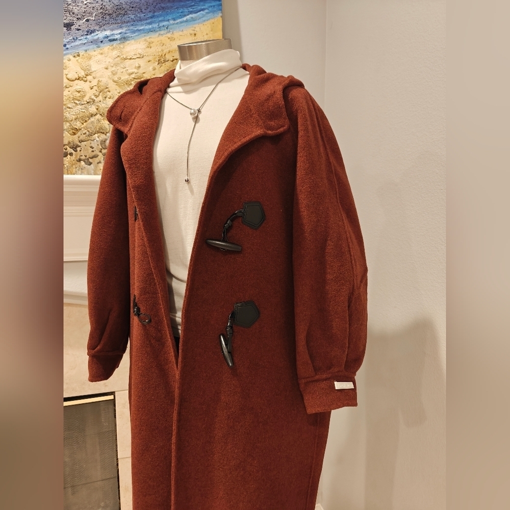 100% Wool Hooded Coat — Handmade Details | New without tags